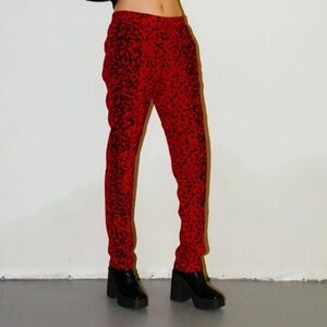 Nanette Lepore Animal Print Red Ankle Length Pant Size 2